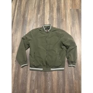 Becker & Broad Men's Size Large  Full Zip Bomber Jacket Plaid Lined Green